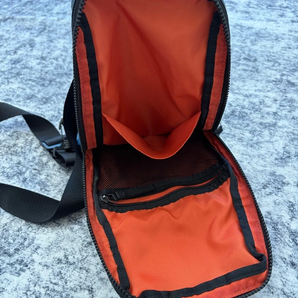 Fossil Sport Patch‎ Nylon Sling Bag Blue Orange Mens Crossbody Travel Backpack